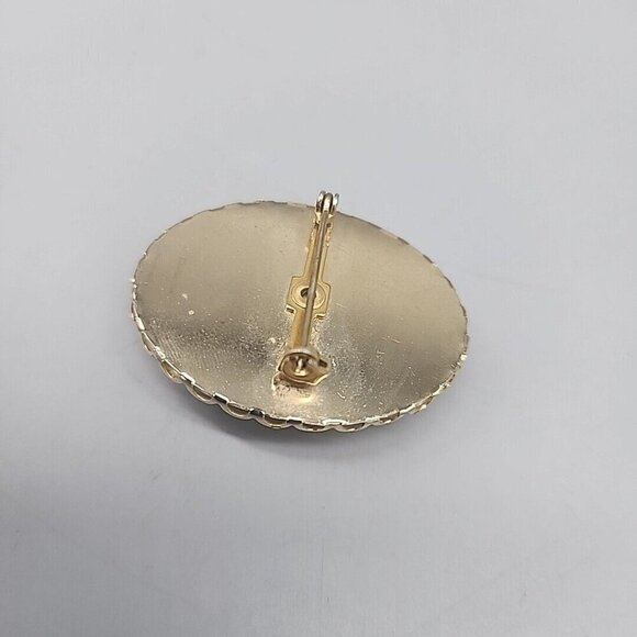 Vintage Brooch Pin Lucite Encased Dried Wild Flowers Brown Gold Tone - Picture 5 of 5